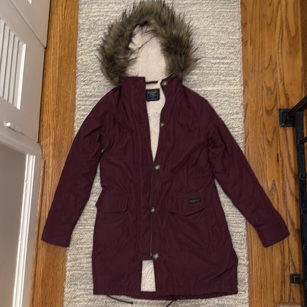 Abercrombie Burgundy Parka